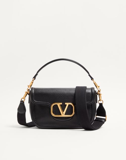 Valentino Garavani - Valentino Garavani Alltime Grainy Calfskin Shoulder Bag - Black - Woman - Shoulder Bags